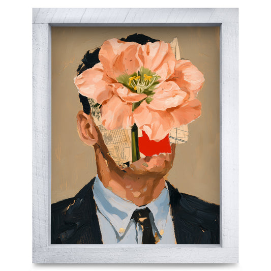 Bloom Face Portrait real wood framed print, second size