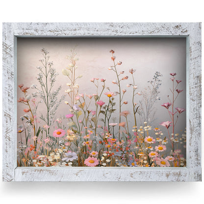 Wildflowers Mist | Real Wood Framed Wall Art Print