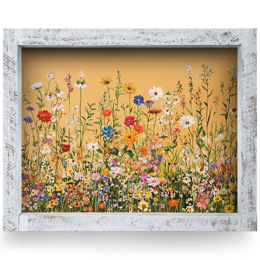 Wildflowers | Real Wood Framed Wall Art Print | Horizontal