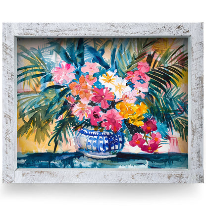 Tropical Vase | Real Wood Framed Wall Art Print | Horizontal