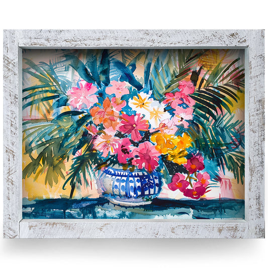 Tropical Vase | Real Wood Framed Wall Art Print | Horizontal