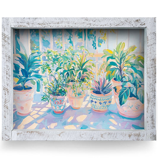 Plant Lover's Porch | Real Wood Framed Wall Art Print | Horizontal