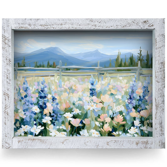 Mountain Lupine Meadow | Real Wood Framed Wall Art Print