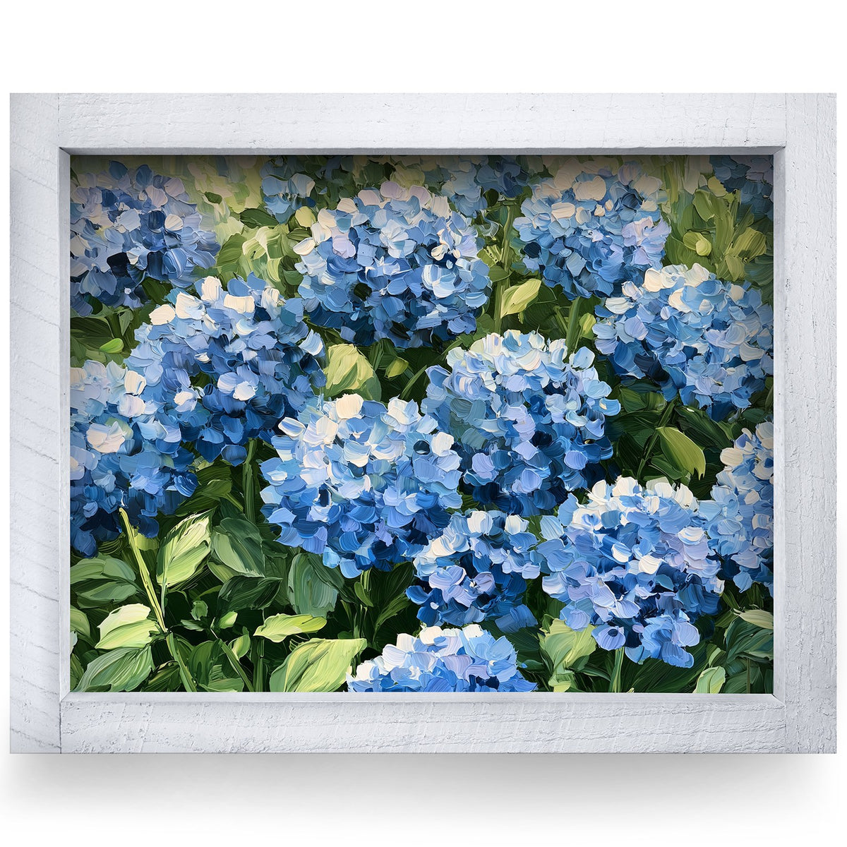 Blue Hydrangea Garden | Real Wood Framed Wall Art Print