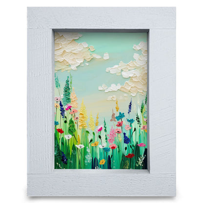 Impasto Wild Flowers | Real Wood Framed Wall Art Print