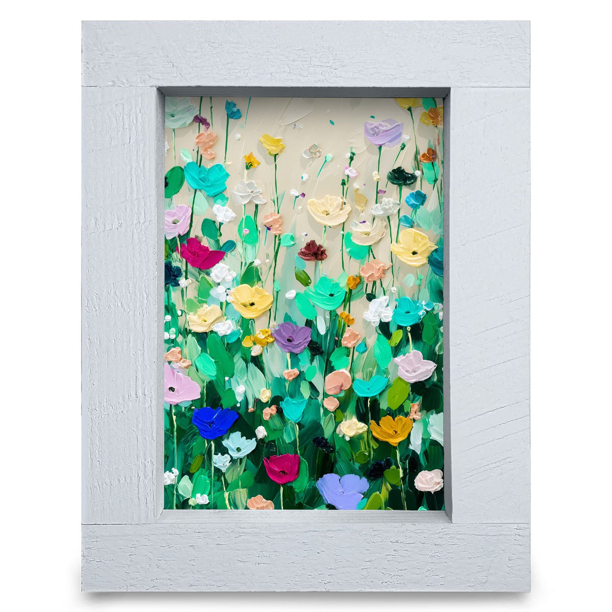 Impasto Flowers | Real Wood Framed Wall Art Print