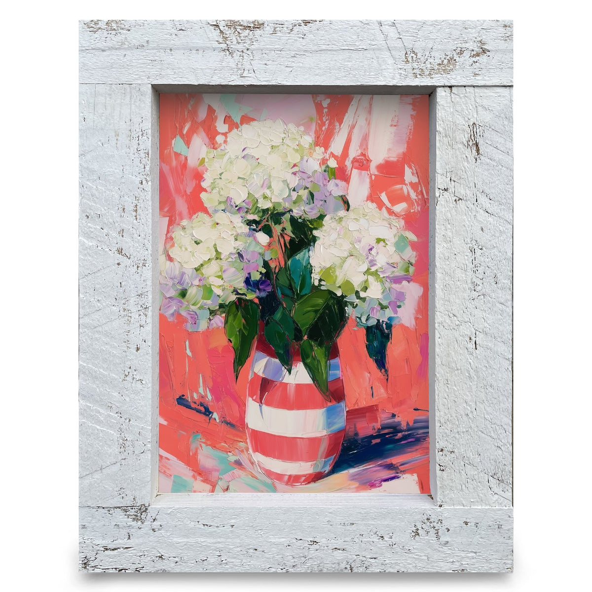 White Hydrangea Bouquet | Real Wood Framed Wall Art Print