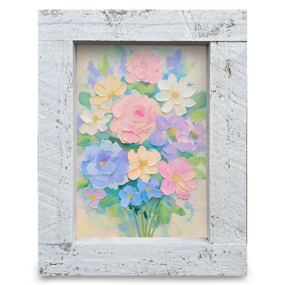 Pastel Garden Bouquet | Real Wood Framed Wall Art Print
