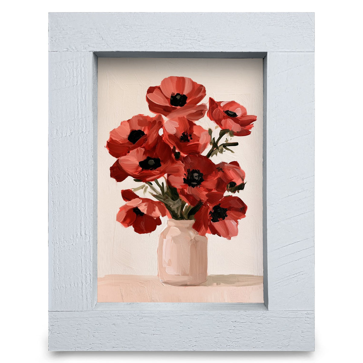 Red Poppy Bouquet | Real Wood Framed Wall Art Print