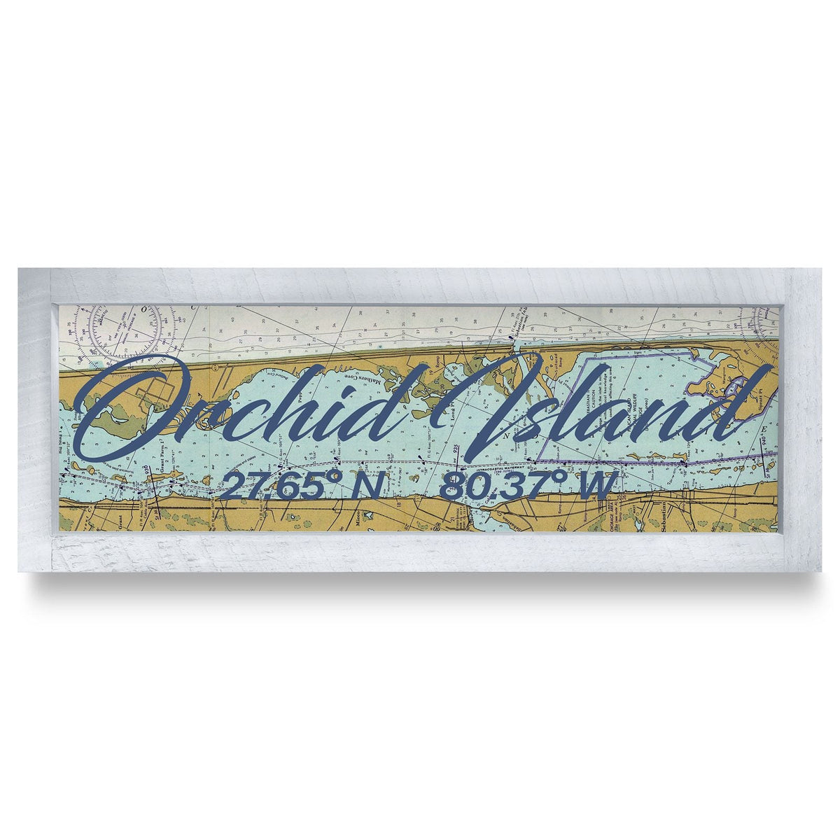 Orchid Island, Florida Latitude Longitude Chart Map | Real Wood Framed Wall Art Print