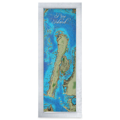 Pine Island, Florida Map | Real Wood Framed Wall Art Print