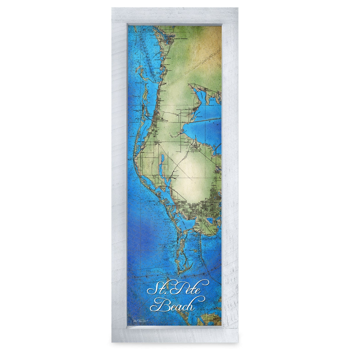 St. Pete Beach, Florida Map | Real Wood Framed Wall Art Print
