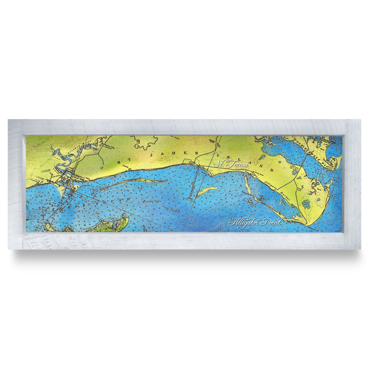 St. Teresa / Alligator Point, Florida Map | Real Wood Framed Wall Art Print