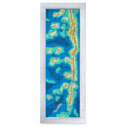 Upper Keys, Florida Vintage Chart Map | Real Wood Framed Wall Art Print