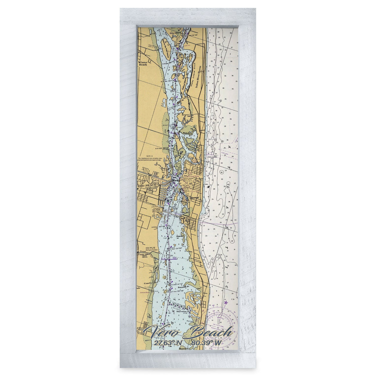 Vero Beach, Florida Map | Real Wood Framed Wall Art Print