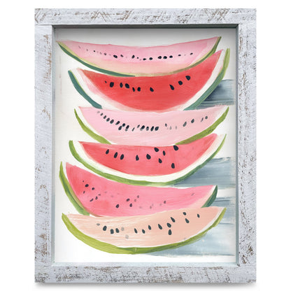 Sweet Watermelon Slices | Real Wood Framed Wall Art Print