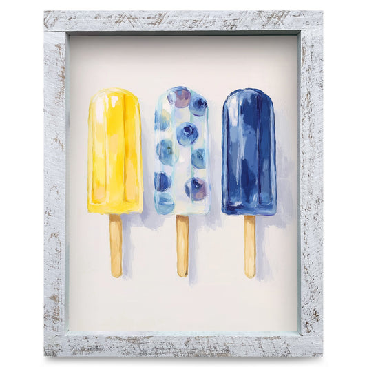 Summer Popsicle Trio | Real Wood Framed Wall Art Print