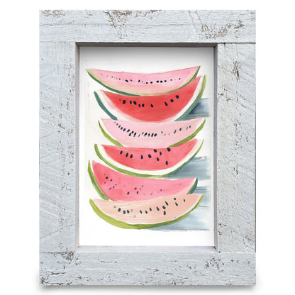 Sweet Watermelon Slices | Real Wood Framed Wall Art Print