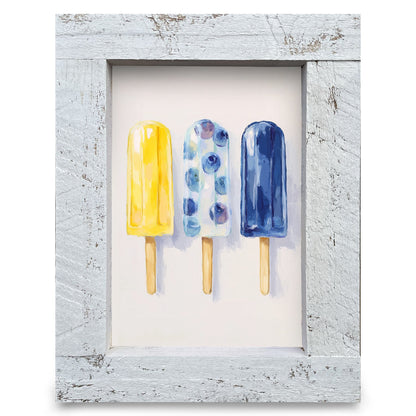 Summer Popsicle Trio | Real Wood Framed Wall Art Print