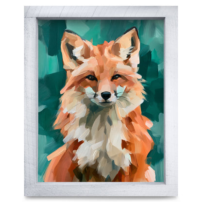 Red Fox Portrait | Real Wood Framed Wall Art Print