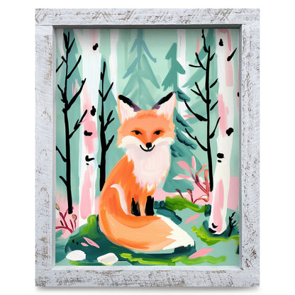 Fox & Pines | Real Wood Framed Wall Art Print