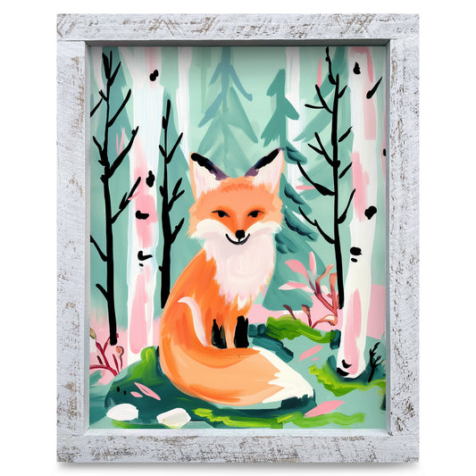 Fox & Pines | Real Wood Framed Wall Art Print
