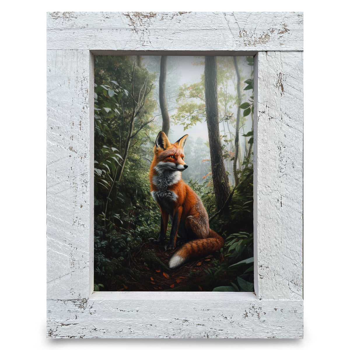 Quiet Forest Fox | Real Wood Framed Wall Art Print