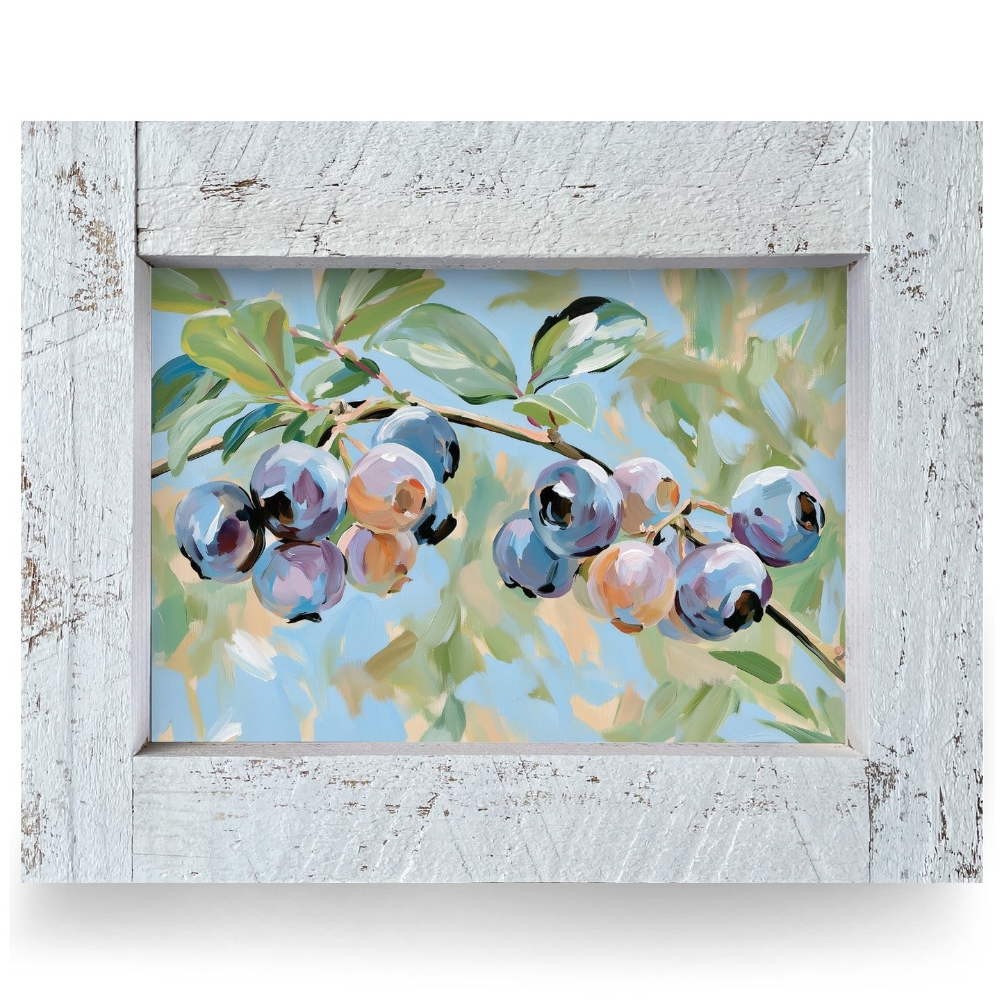 Blueberry Branch | Real Wood Framed Wall Art Print