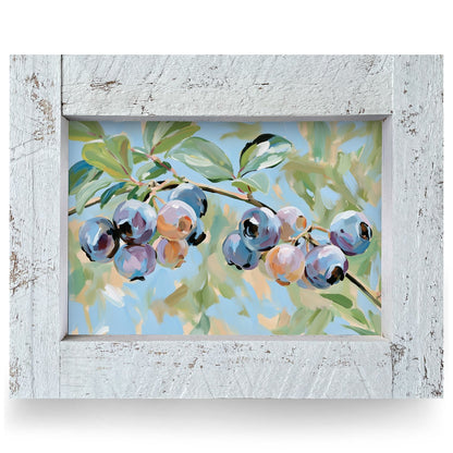 Blueberry Branch | Real Wood Framed Wall Art Print
