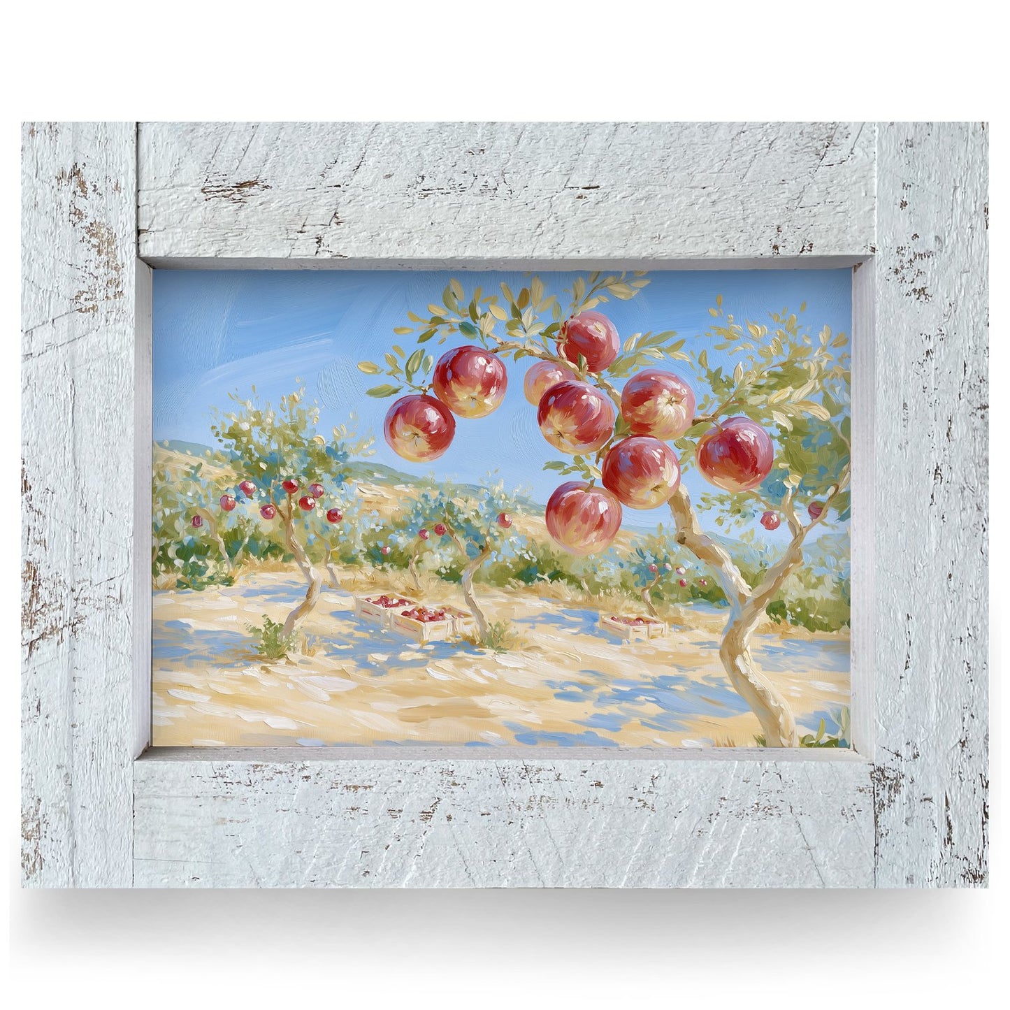 Sunny Apple Orchard | Real Wood Framed Wall Art Print