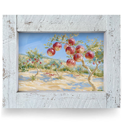 Sunny Apple Orchard | Real Wood Framed Wall Art Print