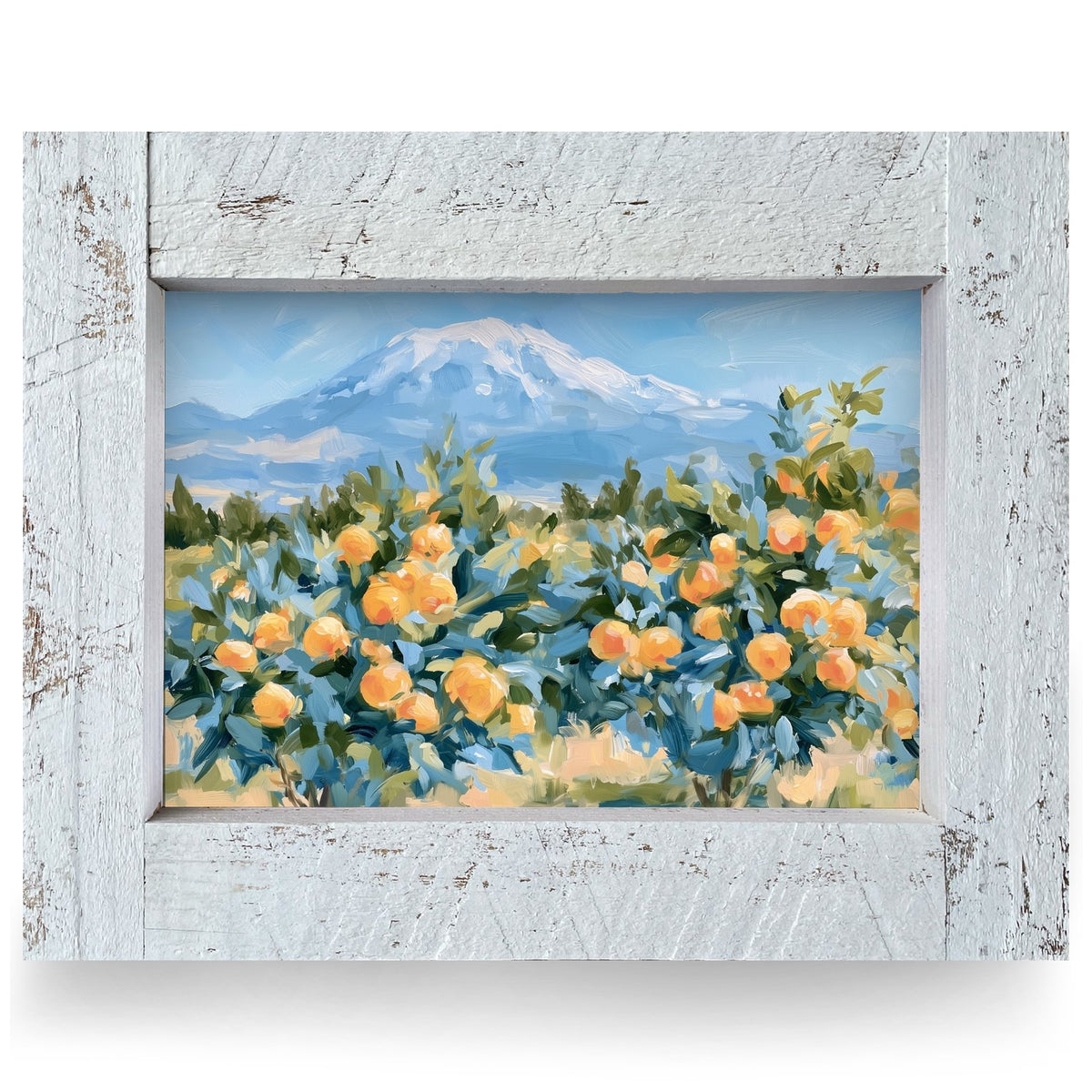 Mountain Orange Grove | Real Wood Framed Wall Art Print