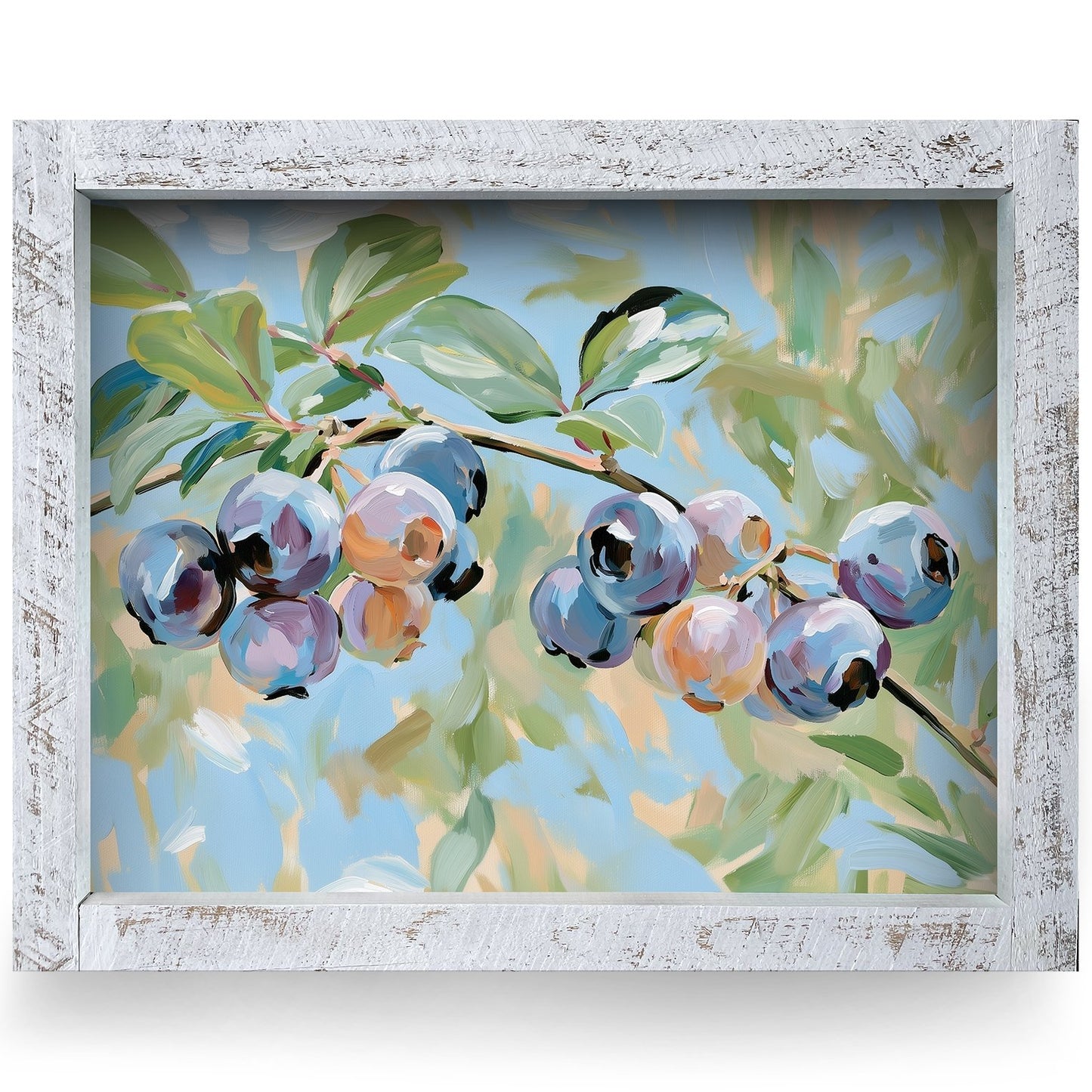 Blueberry Branch | Real Wood Framed Wall Art Print