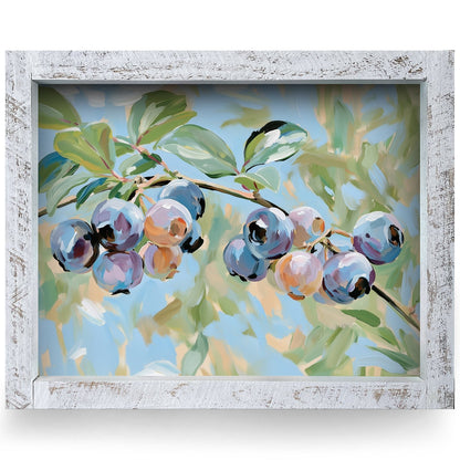Blueberry Branch | Real Wood Framed Wall Art Print