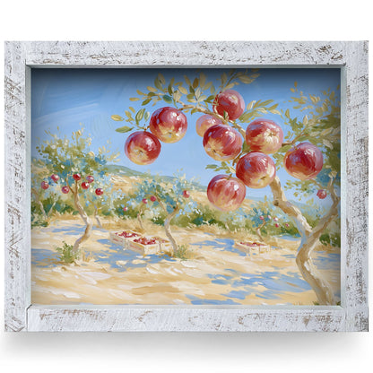 Sunny Apple Orchard | Real Wood Framed Wall Art Print