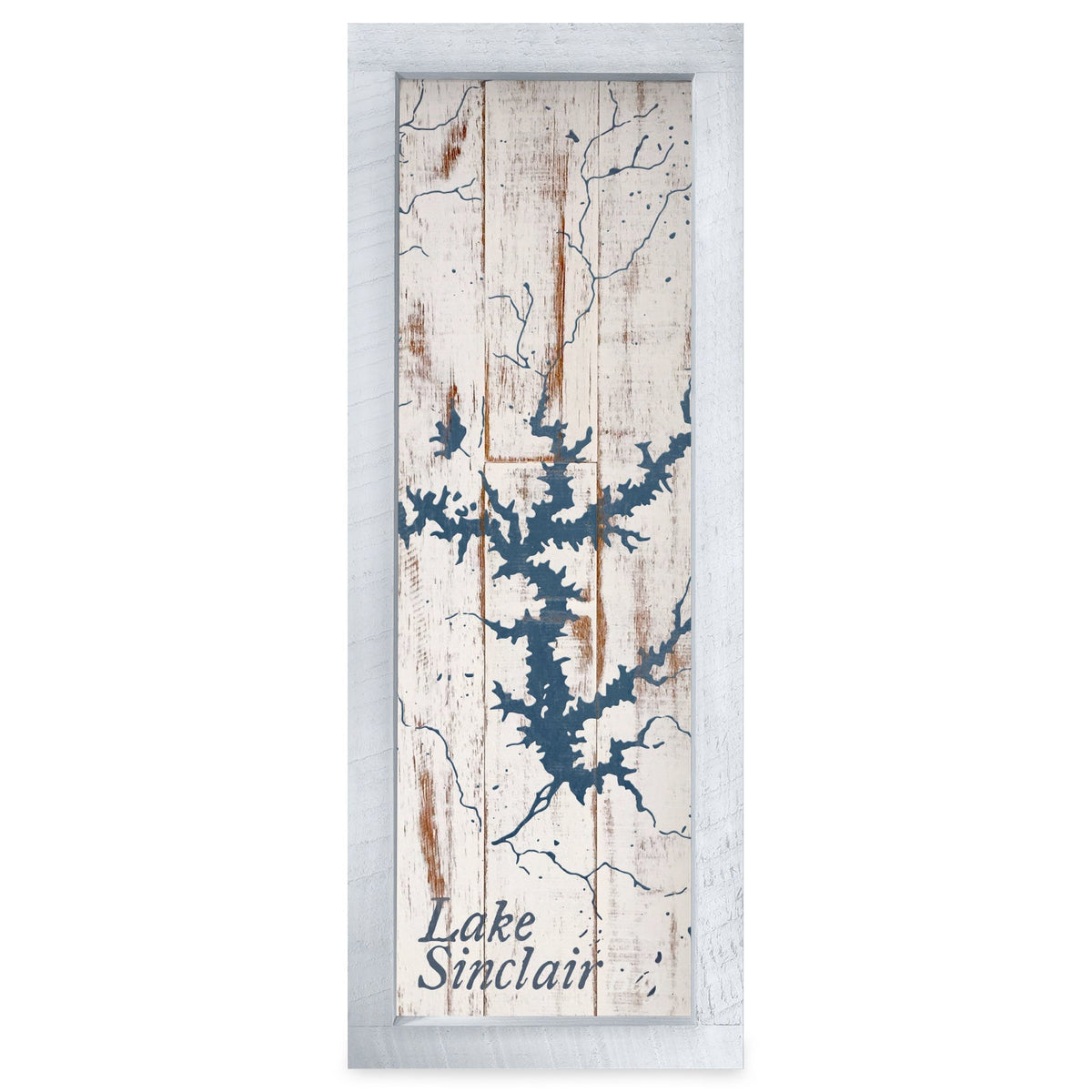 Sinclair Lake, Georgia Map | Real Wood Framed Wall Art Print