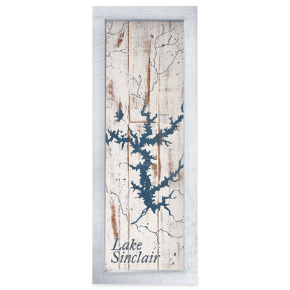 Sinclair Lake, Georgia Map | Real Wood Framed Wall Art Print