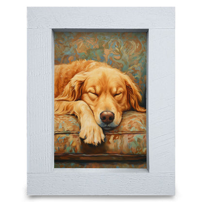 Golden Retriever Dreams | Real Wood Framed Wall Art Print