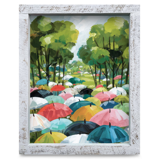 Fairway Umbrellas | Real Wood Framed Wall Art Print