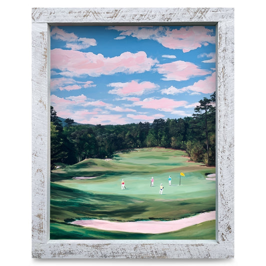 Pink Sky Fairway | Real Wood Framed Wall Art Print