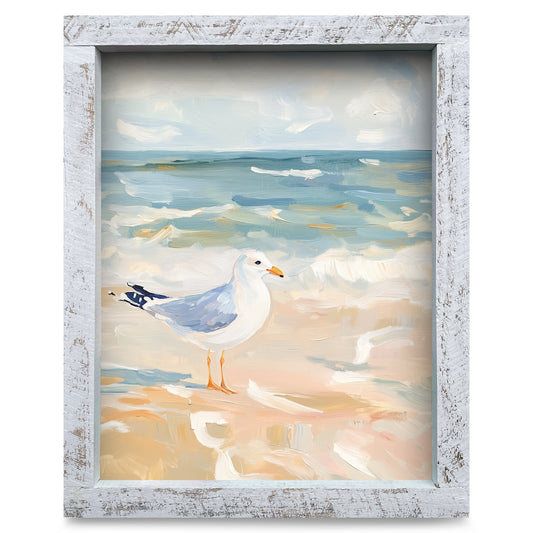 Classic Seagull | Real Wood Framed Wall Art Print