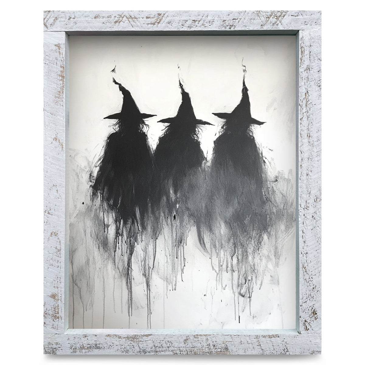 Spooky Witch Trio | Real Wood Framed Wall Art Print
