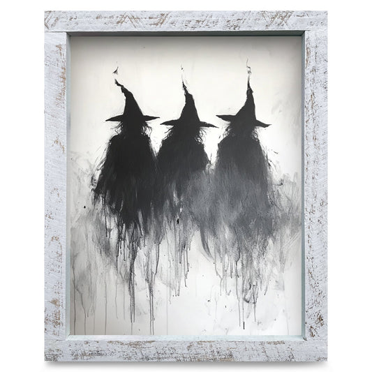 Spooky Witch Trio | Real Wood Framed Wall Art Print