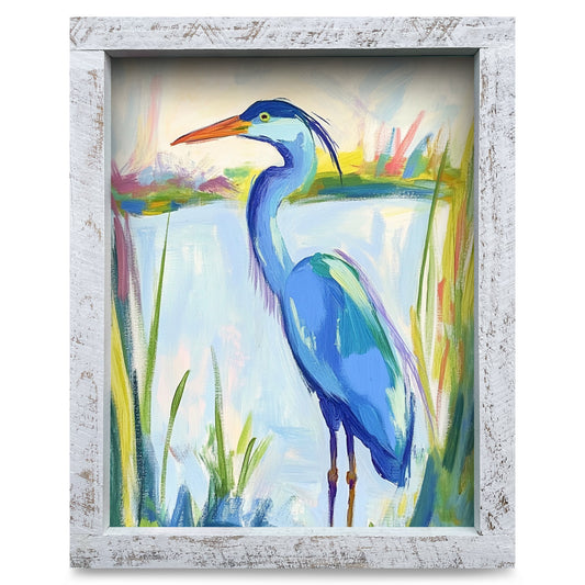 Watercolor Heron | Real Wood Framed Wall Art Print