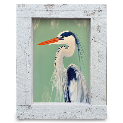 Coastal Blue Heron | Real Wood Framed Wall Art Print