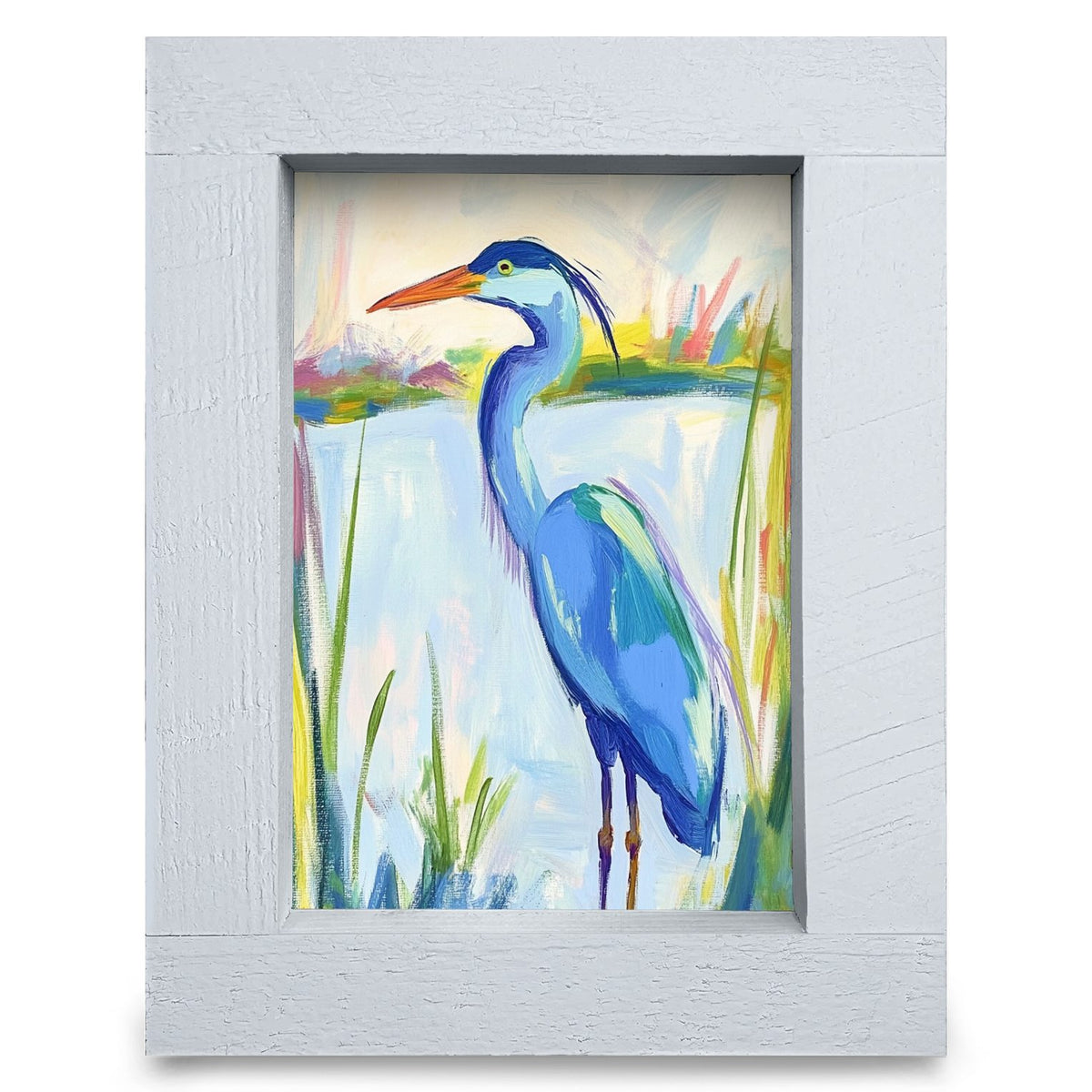 Watercolor Heron | Real Wood Framed Wall Art Print