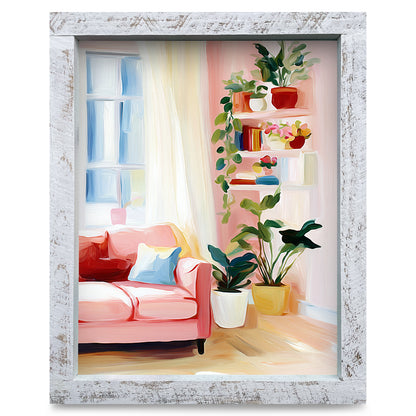 Cozy Reading Nook | Real Wood Framed Wall Art Print