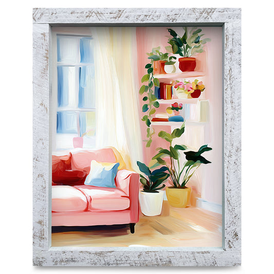 Cozy Reading Nook | Real Wood Framed Wall Art Print