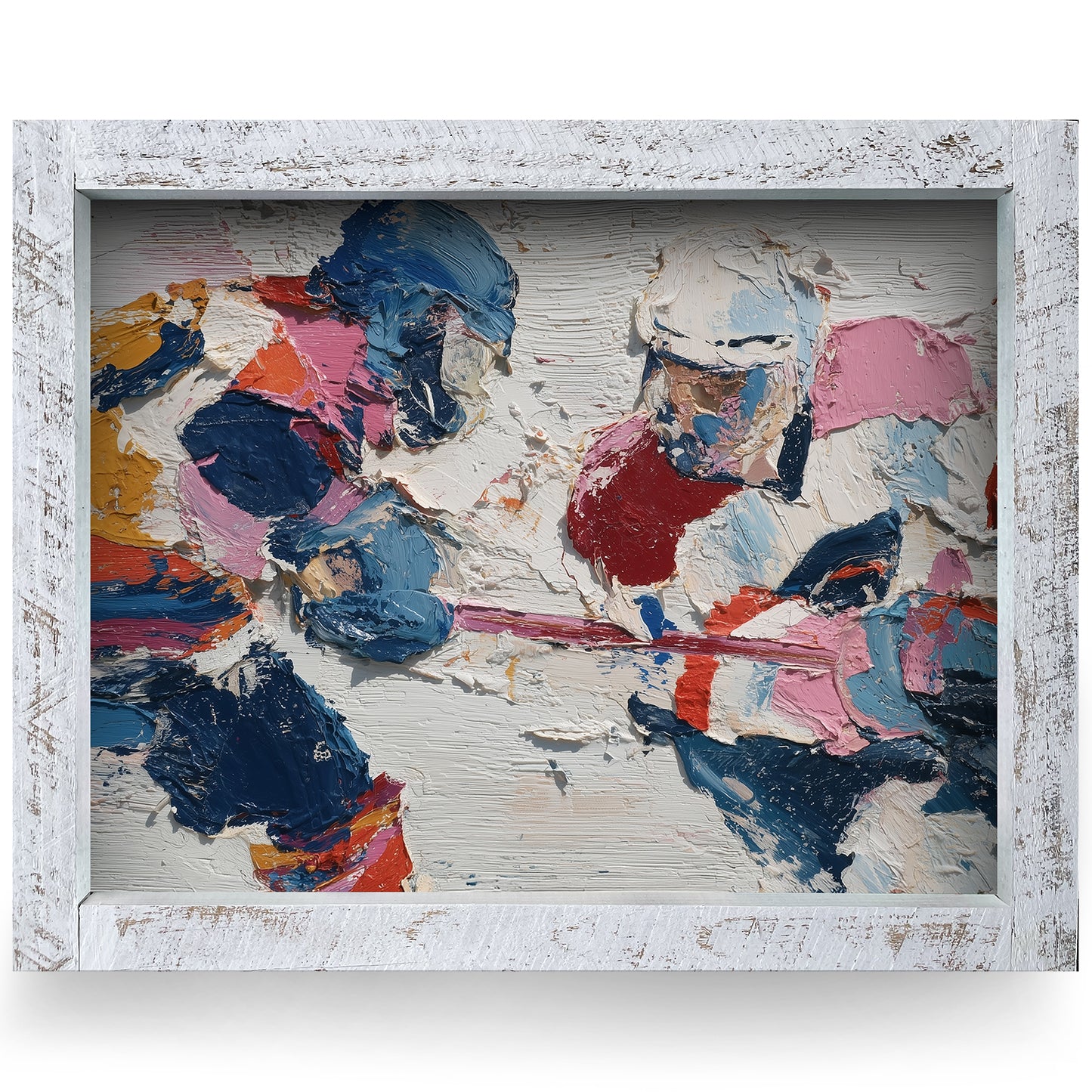 Hockey Faceoff | Real Wood Framed Wall Art Print