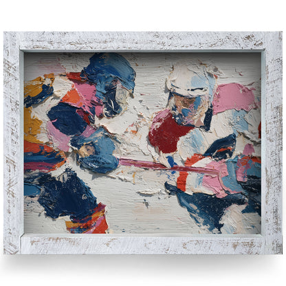 Hockey Faceoff | Real Wood Framed Wall Art Print